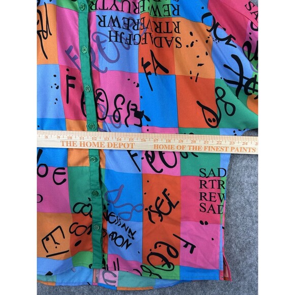 Jodifl Top Women's Small Colorful Artsy Designer 3/4 Sleeve Blouse Lightweight - Picture 6 of 9